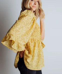 HAY Julia Smocked Top | Yellow Floral Bump Friendly