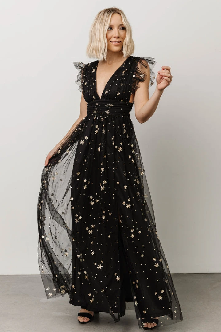 Soi Dresses Nova Shimmer Maxi Dress | Black + Gold 5 Soi Dresses Nova Shimmer Maxi Dress | Black + Gold