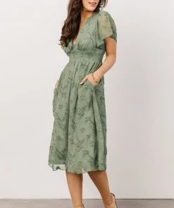 RR June Smocked Midi Dress | Green Dresses