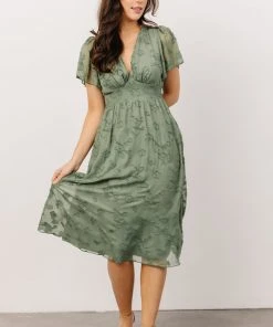 RR June Smocked Midi Dress | Green Dresses