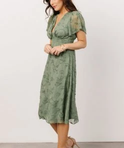 RR June Smocked Midi Dress | Green Dresses