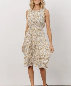 HAY Annie Ruffle Midi Dress | Yellow Floral