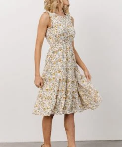 HAY Annie Ruffle Midi Dress | Yellow Floral