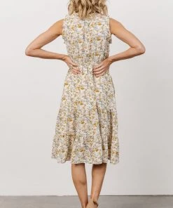 HAY Annie Ruffle Midi Dress | Yellow Floral