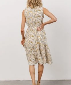 HAY Annie Ruffle Midi Dress | Yellow Floral