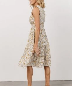 HAY Annie Ruffle Midi Dress | Yellow Floral