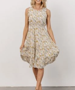 HAY Annie Ruffle Midi Dress | Yellow Floral