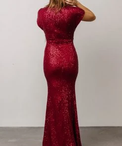 RR Dresses Vienna Sequin Maxi Dress | Burgundy