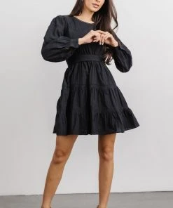 IL Keri Long Sleeve Short Dress | Black 14 IL Keri Long Sleeve Short Dress | Black