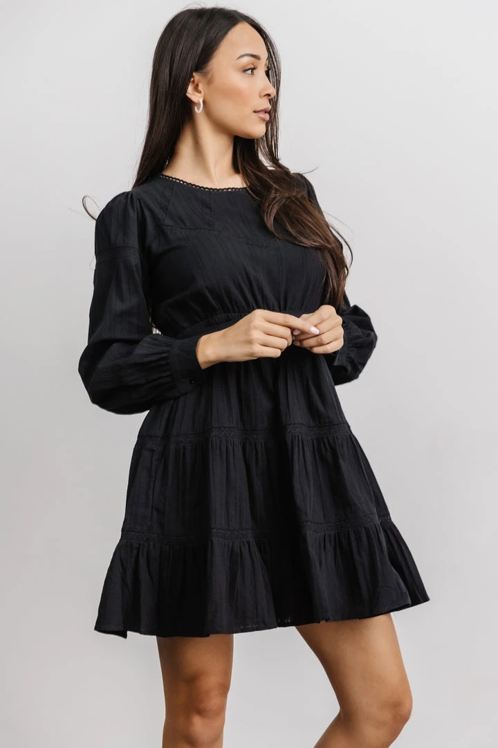 IL Keri Long Sleeve Short Dress | Black 4 IL Keri Long Sleeve Short Dress | Black