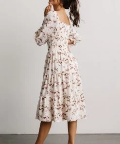 BB Custom Dresses Marta Smocked Midi Dress | Berry Floral