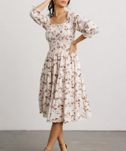 BB Custom Dresses Marta Smocked Midi Dress | Berry Floral