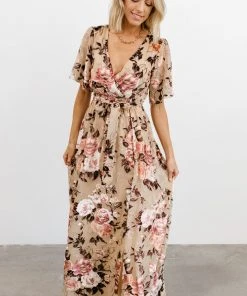 BB Custom Dresses Uma Velvet Maxi Dress | Floral Shimmer