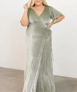 BB Custom Meghan Velvet Wrap Maxi Dress | Sage Dresses