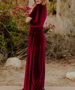 BB Custom Dresses Meghan Velvet Wrap Maxi Dress | Mulberry