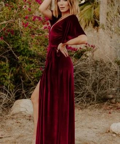 BB Custom Dresses Meghan Velvet Wrap Maxi Dress | Mulberry