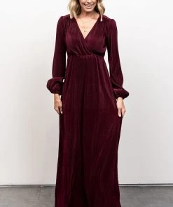 BB Custom Dresses Venus Pleated Maxi Dress | Mulberry