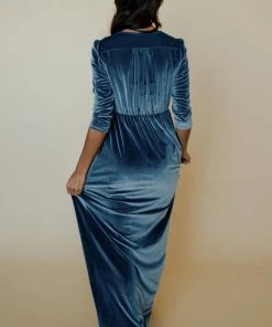 BB Custom Sofia Velvet Maxi Dress | Blue Dresses