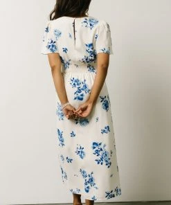 SL Eleanor Midi Dress | Cream + Blue Floral