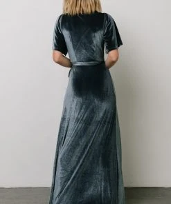 BB Custom Meghan Velvet Wrap Maxi Dress | Deep Blue