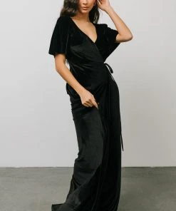 BB Custom Meghan Velvet Wrap Maxi Dress | Black Dresses
