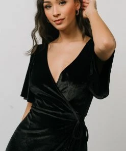 BB Custom Meghan Velvet Wrap Maxi Dress | Black Dresses