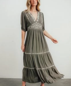 IL Santa Fe Embroidered Dress | Dusty Olive