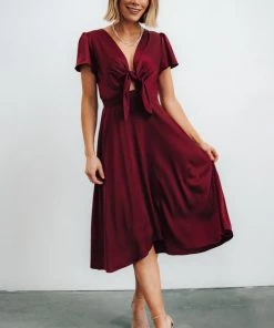 JH Poppy Satin Midi Dress | Wine
