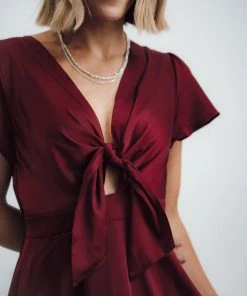 JH Poppy Satin Midi Dress | Wine