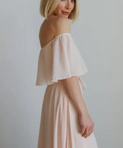 BB Custom Victoria Off Shoulder Maxi Dress | Blush