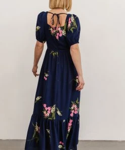 SL Abby Square Neck Maxi Dress | Navy Blue Floral
