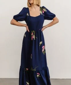 SL Abby Square Neck Maxi Dress | Navy Blue Floral