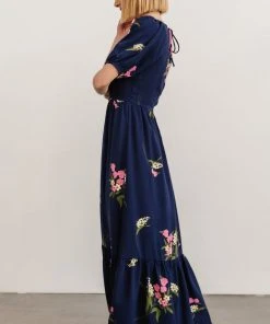 SL Abby Square Neck Maxi Dress | Navy Blue Floral
