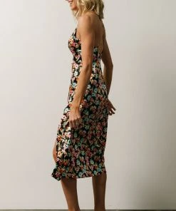 Agnes Slip Midi Dress | Black Multi Floral