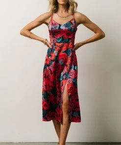 Dresses Agnes Slip Midi Dress | Blue + Pink Multi Floral