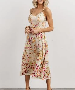 Dresses Agnes Slip Midi Dress | Cream + Multi Floral