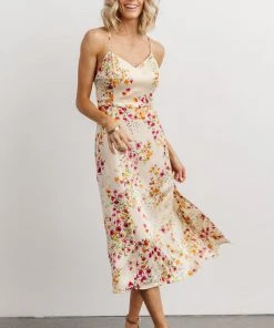 Dresses Agnes Slip Midi Dress | Cream + Multi Floral