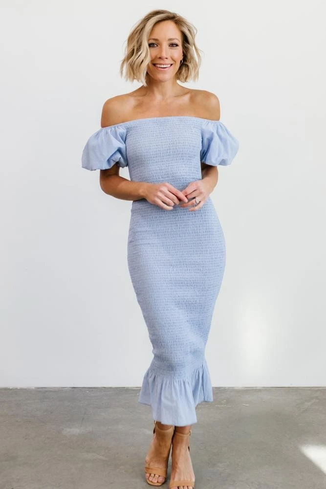 RR Dresses Alana Smocked Midi Dress | Blue RR Dresses Alana Smocked Midi Dress | Blue