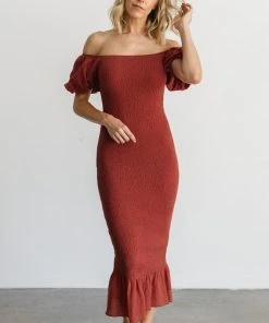 RR Alana Smocked Midi Dress | Clay Dresses