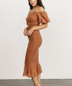 RR Alana Smocked Midi Dress | Mocha
