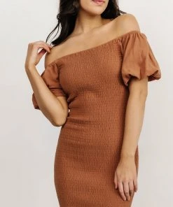 RR Alana Smocked Midi Dress | Mocha