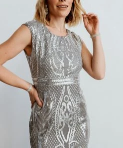 RR Alessia Sequin Gown | Pewter Dresses