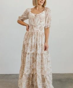 BB Custom Alice Smocked Maxi Dress | Taupe Print