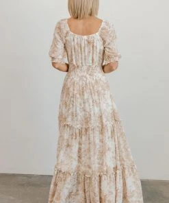 BB Custom Alice Smocked Maxi Dress | Taupe Print