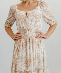 BB Custom Alice Smocked Maxi Dress | Taupe Print