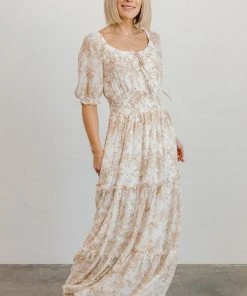 BB Custom Alice Smocked Maxi Dress | Taupe Print