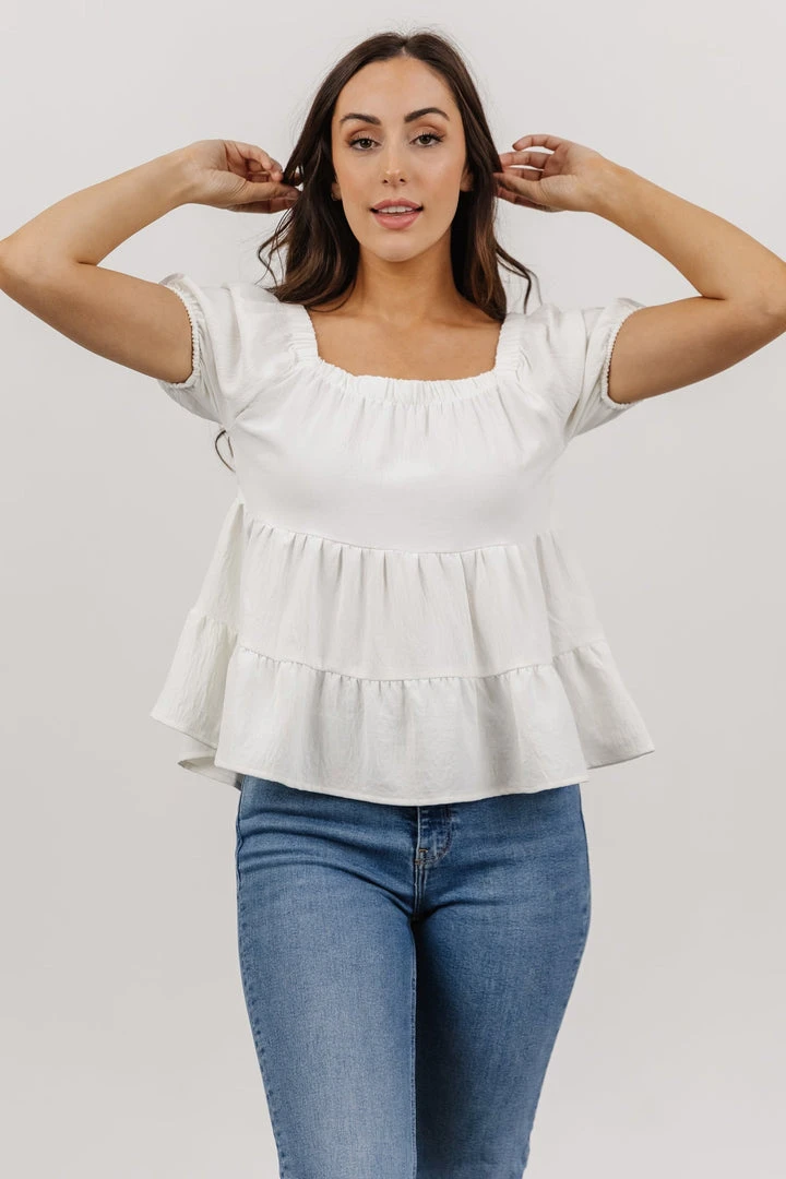 GIL Alina Tiered Top | White GIL Alina Tiered Top | White