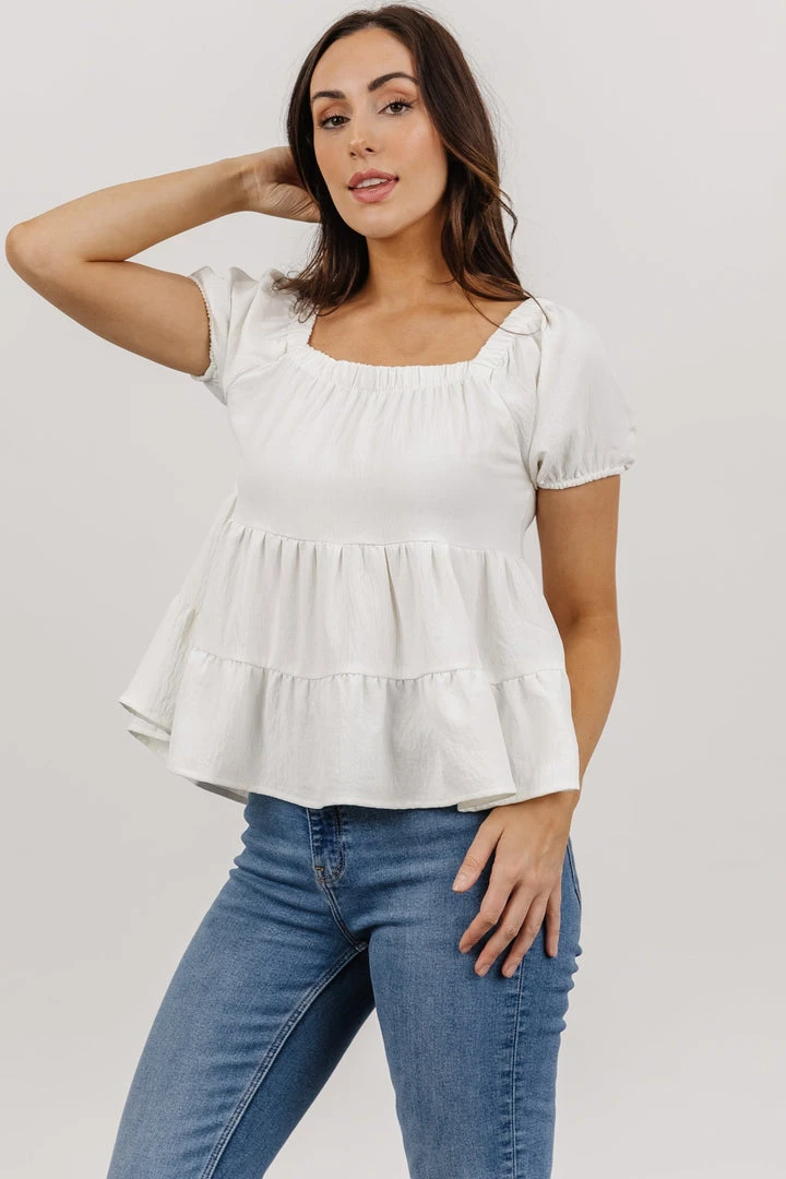 GIL Alina Tiered Top | White GIL Alina Tiered Top | White