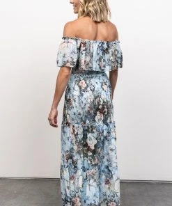 JH Amalfi Smocked Maxi Dress | Blue Floral Dresses