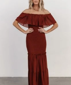JH Dresses Amalfi Smocked Maxi Dress | Rust